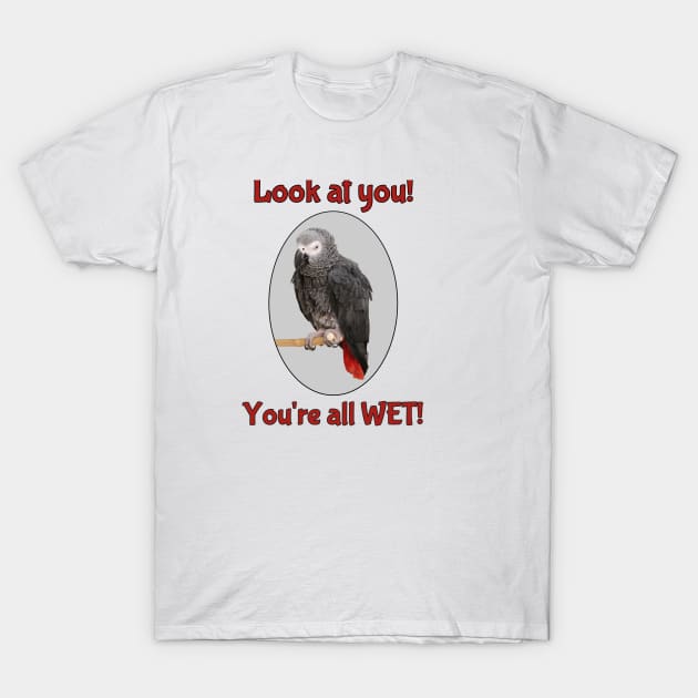 African Grey Parrot on Perch T-Shirt by Einstein Parrot